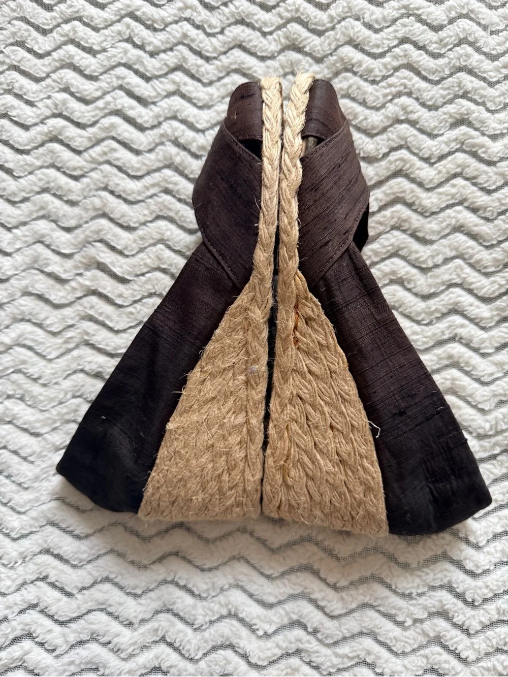 Lauren Ralph Lauren Cecilia Brown Shantung Espadrilles Wedge Slip On Shoes Sz 8B